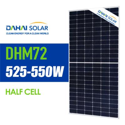 China Whole Price Dahai 525W 530W 540W 550W Home Solar Power System Monocrystalline PV Module Solar Panel For Solar Power System for sale