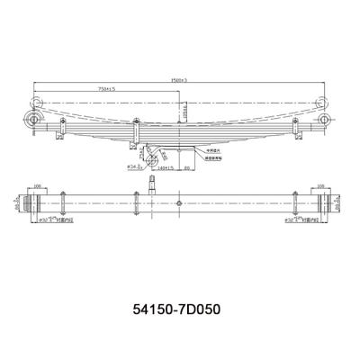 China Trailer Part Truck Part OE 54150-7D050 Heavy Truck Leaf Spring Assembly Truck Suspension Part Leaf Spring for sale