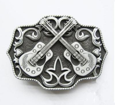 China Vintage antique pewter plated embossed belt buckle for men, violin design men belt buckle, for sale