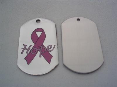 China Pink ribbon printed metal dog tags, epoxy pink ribbon key tags for promotional giveaways, for sale