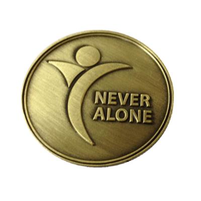 China Custom made metal brass plated commemorative coins, less expensive OEM commemorative coins for sale