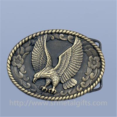 China Metal old time style antique brass oval American eagle emblem belt buckle for men belt, for sale