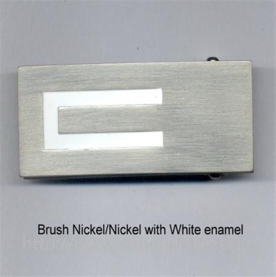 China Brush nickel rectangle flat belt buckle with enamel painted logo, cheap price,zinc alloy, for sale