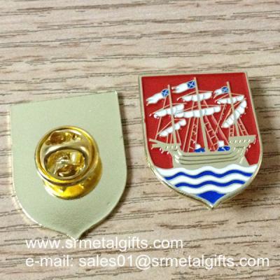 China Sailing boat enamel lapel pin with color filled, butterfly clasp enamel lapel pins, for sale