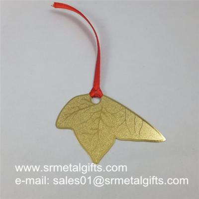 China Gold Sandblast Leaf Petiole Metal Etched Bookmarks For Page Marker for sale