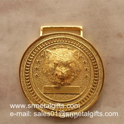 China Relief metal medal with raised wolf head, personalized embossed metal medals, for sale