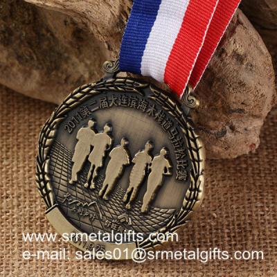 China Metal Runner Medal With Ear of Wheat Frame, Wheat Ear Round Framed Metal Medals for sale