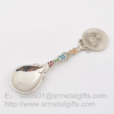 China Enamelled metal Paris travel souvenir spoon with color filled wholesale for cheap for sale