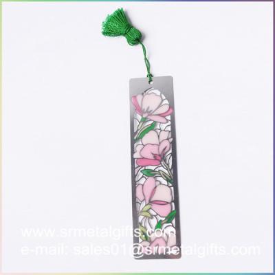 China Etched Stainless Steel Bookmark With Enamel Color Filled, wholesale Steel bookmarks for sale