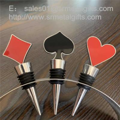 China Customized metal wine bottle stopper with enamel poker design for sale