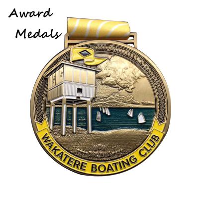 China Antique gold plated metal boating club medals manufacturer from China for sale