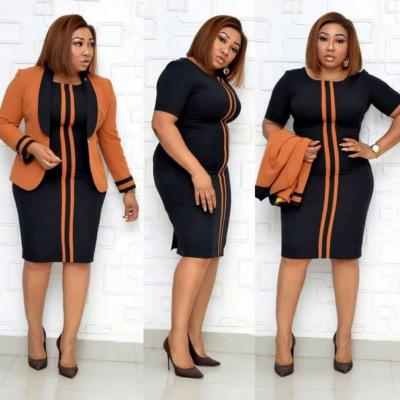 China Anti-wrinkle size 38-44 Africa women clothes plus size office ladies coat and dress suits china wholesale for sale