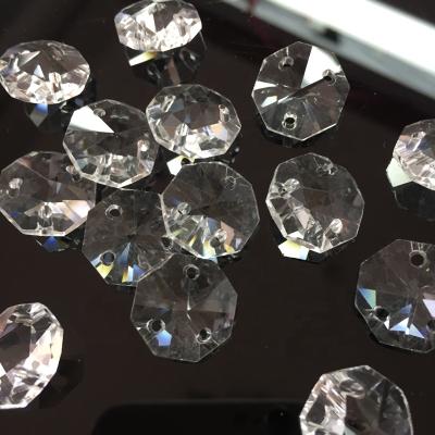 China Cheap Crystal Clear 14mm Crystal Octagon Beads With Three Holes for sale