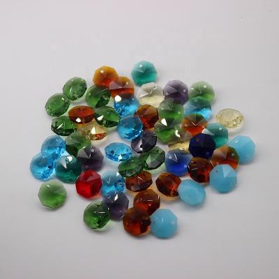 China Crystal 14mm Vintage Chandelier Part Glass Colored Crystal Octagon Bead for sale