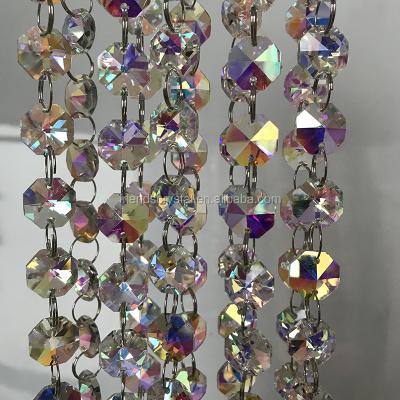 China AB Glass Colored Iridescent Crystal DIY Glass Garland 50PCS 14MM Crystal Beaded Strand Octagonal Christmas Tree Party Wedding Decor for sale