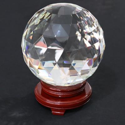 China Europe Hand Cut 200mm Crystal Faceted Ball With 75mm Flat Standing Surface for sale