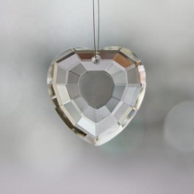 China Fancy Hanging Clear Europe 45mm Machine Cut Heart Shape Crystal Pendant for sale