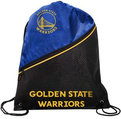 China Official High End Diagonal Gift Bag Golden State Warriors Zipper Drawstring Backpack Gym Bag for sale