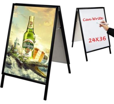 China A Frame Movable Variable Metal Sandwich Board Slide-in Fold Out Signboard With 2 Corrugated Plastic Poster Panels for sale