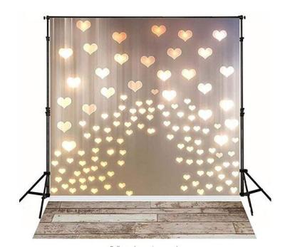 China 5x7ft Newborn Photography Backdrops Floor Lighting Love Heart Wooden Hanging Photo Background For Valentine's Day for sale