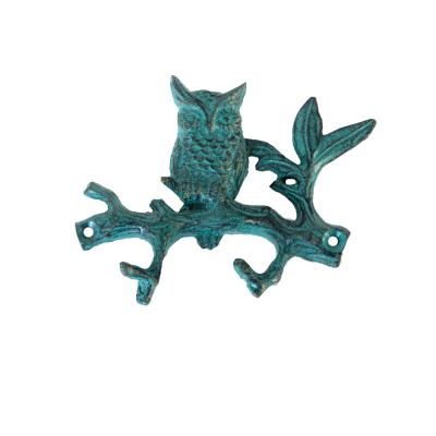 China Rustic Cast Iron Crafts Garment Hat Hook European Owl Hook Factory Direct Sales for sale