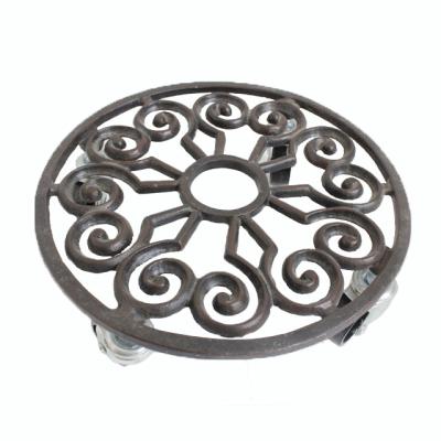 China Eco - Friendly Cast Iron Wheeled Pot Rack Flower Pot Racks for sale