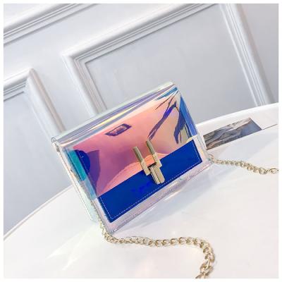 China Security Logo Transparent Waterproof Plastic Holographic Custom Glitter Cosmetic Bag, Wholesale Travel Glitter PVC Makeup Bag for sale