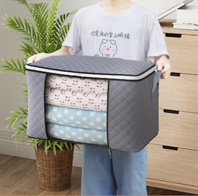 China Custom Reclycled Non Woven Quilt Storage Bag Breathable Healthy Storage Bags Covering Clothes Storage Bag With Handle for sale