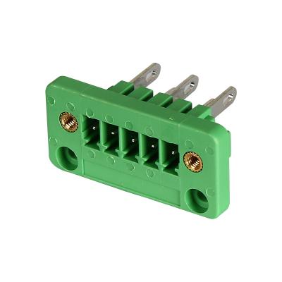 China Copper alloy Shengli 5.08 pitch 2~24P  Green Color Pluggable Cable Terminal Block for Pcb Terminal Block Header with Flange ear for sale