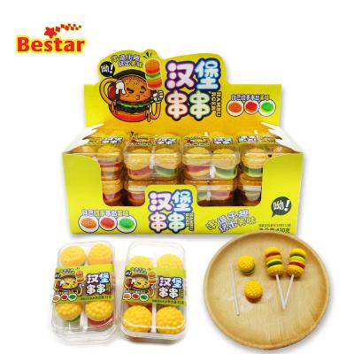 China HALAL MEAT Natural Delicious Soft Gummy Lollipop Burger Natural Mini Hamburger Lollipops Candy Gummy Candy for sale