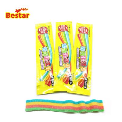 China Natural Natural Popular Halal Fruit Assorted Sour Belts Sour Candy Belts Sweet Gummy Candy for sale