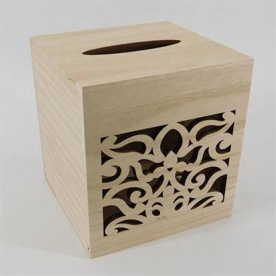 China China Square Paulownia Wood Tissue Box Wooden Storage Box for sale