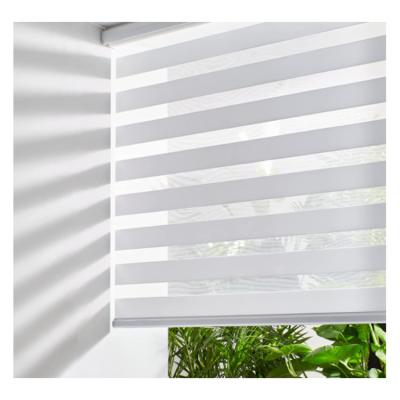 China Eco-friendly Wholesale Custom White Double Layer Window Shades Blackout Roll Blinds Cordless Blinds for sale