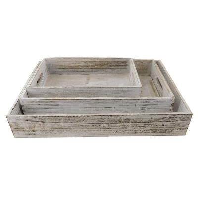 China Hot Selling Wooden Trolley Trays Set Wooden Pallet Sustainably With Handle for sale