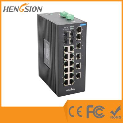 China Interruptor manejado industrial de Ethernet de 18 puertos, interruptor de red de la fibra del gigabit de 4 SFP en venta