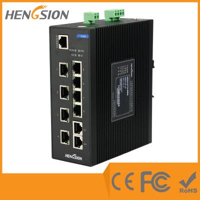 China 8E + 2G Fiber Network Switch , 8 100M TX Ports + 2 100 / 1000M TX Ports Industrial Switch for sale