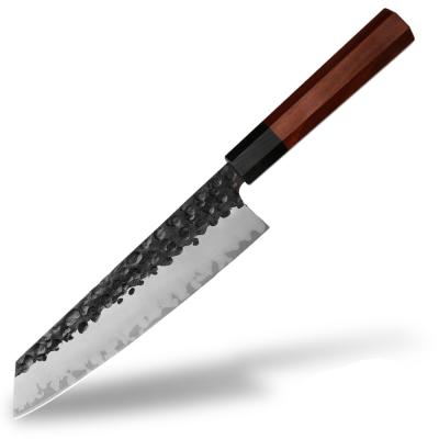 China Minimalist African Rosewood Octagon Wood Handle 8 Inch High Carbon Stainless Steel Kitchen Chef Knife for sale