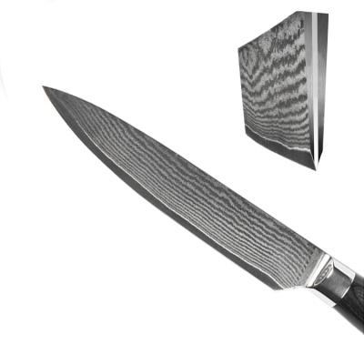 China 5 Inch High Carbon Stainless Steel Kitchen Knife High Carbon Steel Knives Hot Selling Minimalist Chef Knives Handle Damascus Wood Pattern for sale