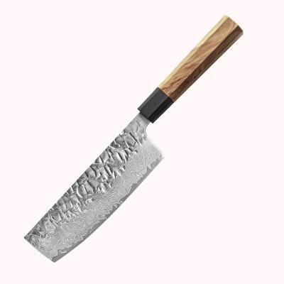 China Minimalist Damascus Pattern Stainless Steel Wooden Handle Cake Fruit Carving Sharp Meat Cleaver Tools Chef Knife for sale