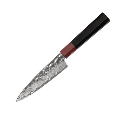 China Minimalist 7 Inch Damascus VG 10 Steel Professional Chef Kitchen Knife With Stabilized Wood Handle for sale