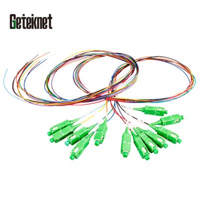 China FTTH FTTB FTTX 12core 9/125 colors pigtail SC/APC 1M 2M 3M fiber optic pigtail SM LSZH G657A 0.9mm for sale