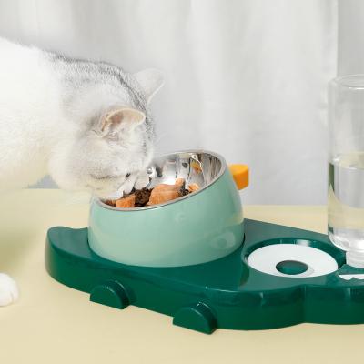 China New Design Stainless Steel Pet Standable Separate Feeder Bowl Automatic Pet Drinker With A Large Bowl for sale