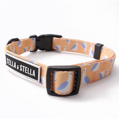 China Free sample private label sublimation soft polyester logo padded eco-friendly personalized personalized dog collar dropshipping for sale