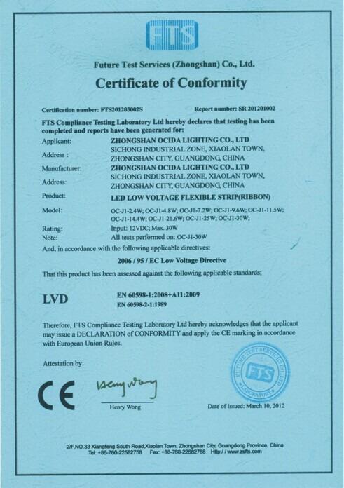 CE - Zhongshan Ocida Lighting Company Ltd.