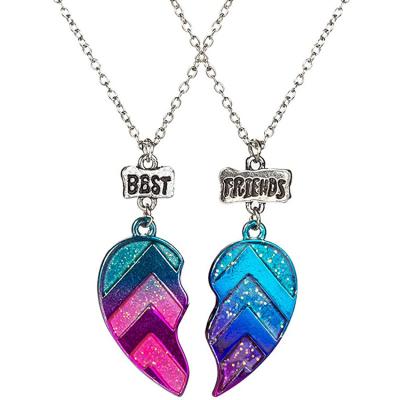 China 2020 Custom JOJO CLASSIC Fashion Amazon Hot Sale BFF Friendship Electroplate Broken Heart Necklace For Kids for sale