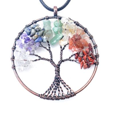 China Direct Colorful Natural Tree Of Life Women Charm Plated By Crystal Chakras Pendant Antique Bronze From Factory CLASSIC for sale