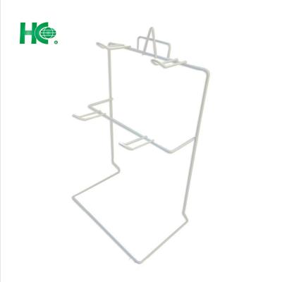 China Commercial Display White Metal Wire Display Stand Counter With 4 Hooks Table Hanging Display Rack for sale