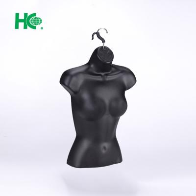 China Other black female half body plastic mannequin for garment display for sale