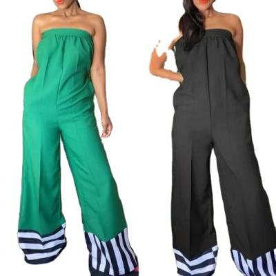 China Anti-pilling summer 2023 new plus size women's wide-leg overall jumpsuits sexy strapless ladies casual overalls for sale