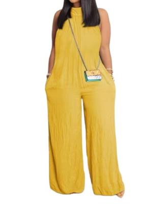 China New hot breathable D2220 selling European and American casual overalls women's wide-leg solid color clothing for sale